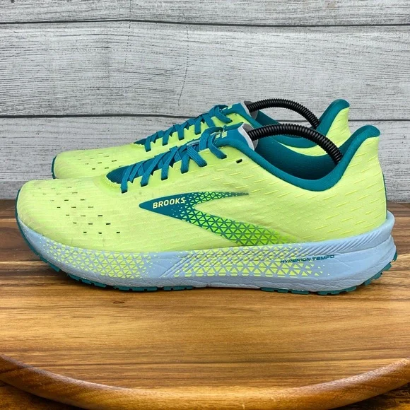 Brooks Hyperion Tempo Road Running Shoe Green Yellow Blue Men’s Sneaker Size 11 - Picture 1 of 12